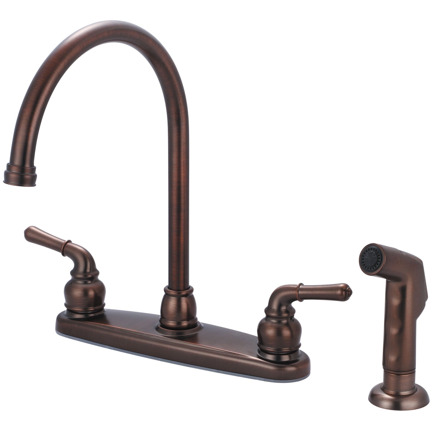 Olympia K-5342-ORB KITCHEN-8" TWO LVR HDL GOOSENECK SPT W/SIDE SPRAY-ORB