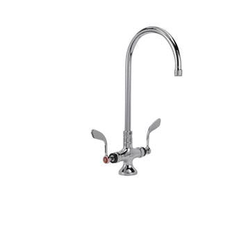 CHG KL51-9001SE1Z Encore Brass Chrome Plated Double Pantry Faucet with 8" Swivel Gooseneck Spout and Lever Handles, Retail Packaging