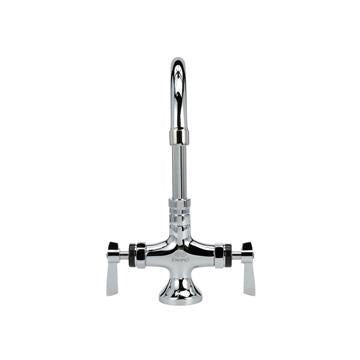 CHG KL51-9002-SE4 Encore Brass Chrome Plated Double Pantry Faucet with 6" Swivel Gooseneck Spout and 4" Wrist Blade Handles