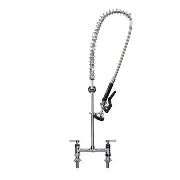 CHG KL60-1000-BS Encore  8" OC Brass Chrome Plated Deck Mount  Pre-rinse Stainless Steel Spring with Wall Bracket