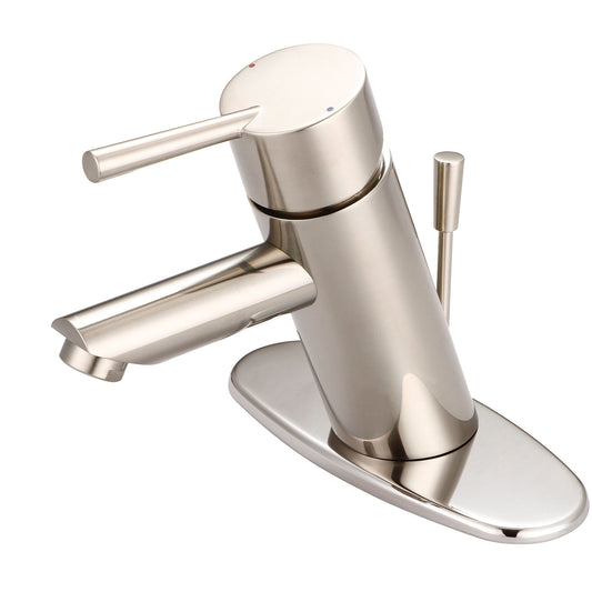 Olympia L-6052-WD-BN LAV-1 OR 3 HOLE SINGLE LVR HDL W/BRASS POP-UP DRAIN DECK PLATE 3/8" FLEX-PVD BN