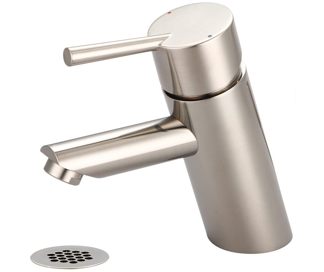 Olympia L-6051G-BN LAV-1-HOLE SINGLE LVR HDL WITH POP-UP HOLE COVER W/BRASS GRID DRAIN 3/8" FLEX-PVD BN