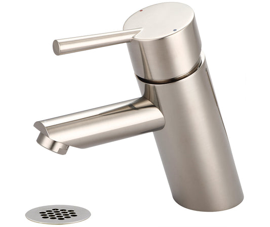 Olympia L-6051G-BN LAV-1-HOLE SINGLE LVR HDL WITH POP-UP HOLE COVER W/BRASS GRID DRAIN 3/8" FLEX-PVD BN