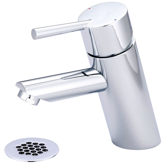 Olympia L-6051G LAV-1-HOLE SINGLE LVR HDL WITH POP-UP HOLE COVER W/BRASS GRID DRAIN 3/8" FLEX-CP