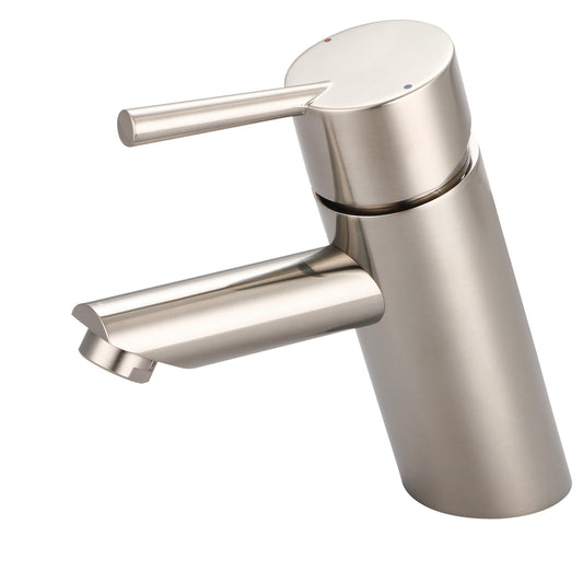 Olympia L-6053-BN LAV-1-HOLE SINGLE LVR HDL W/PUSH DOWN DRAIN WITH OVERFLOW 3/8" FLEX-PVD BN