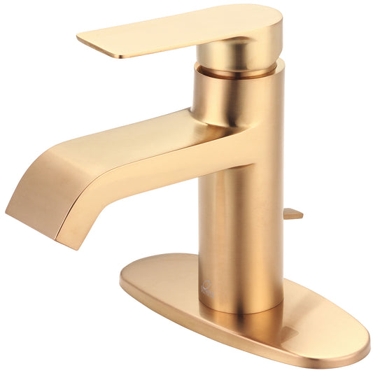 Olympia L-6092-WD-BG LAV-1 OR 3 HOLE SINGLE LVR HDL W/BRASS POP-UP DRAIN 3/8" FLEX-PVD BG
