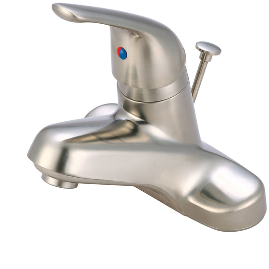 Olympia L-6160H-BN LAV-4" SINGLE METAL LVR HDL W/3/8" SS FLEX W/50/50 POP-UP DRAIN-PVD BN