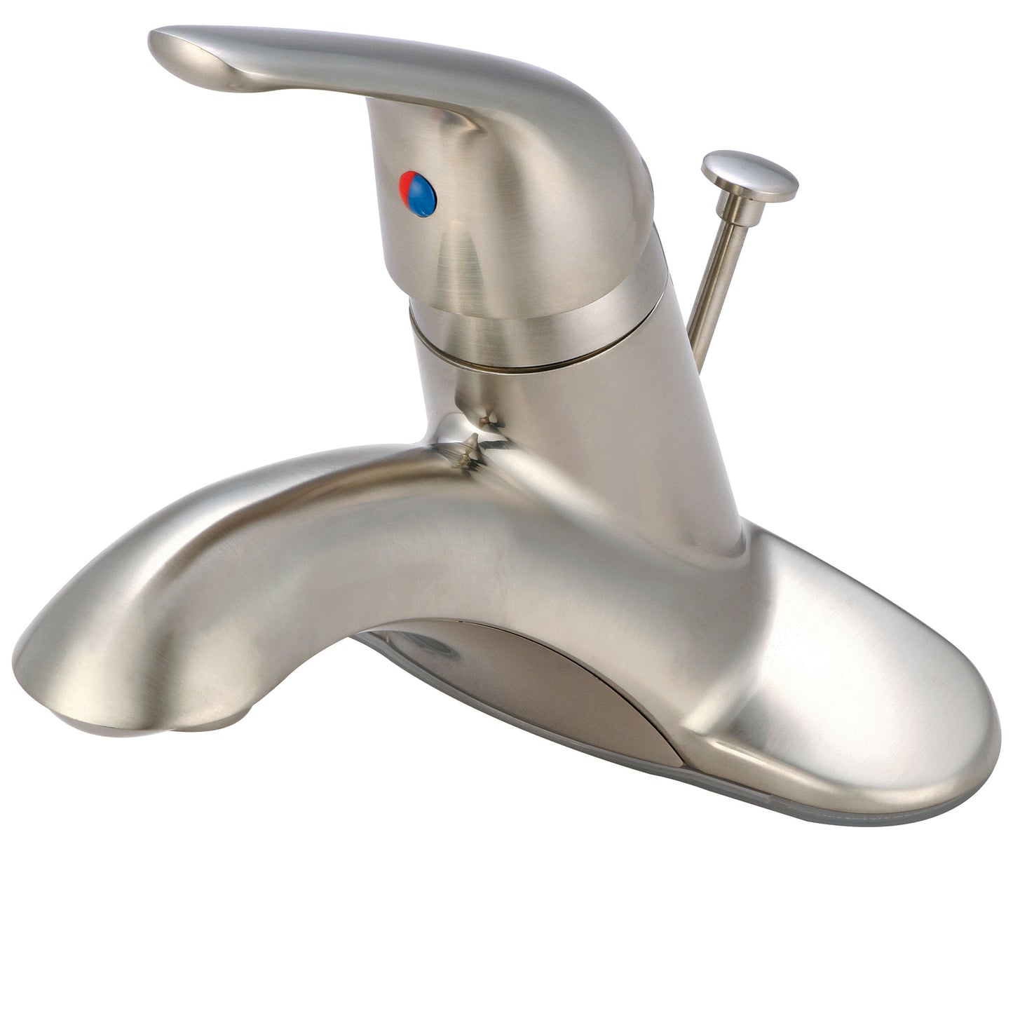 Olympia L-6260H-BN LAV-4" SINGLE METAL LVR HDL W/SS FLEX W/50/50 POP-UP DRAIN-PVD BN