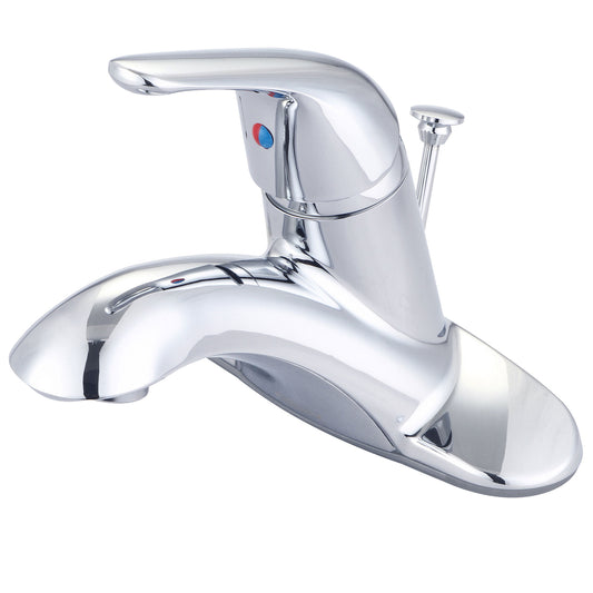 Olympia L-6260H LAV-4" SINGLE METAL LVR HDL W/SS FLEX W/50/50 POP-UP DRAIN-CP