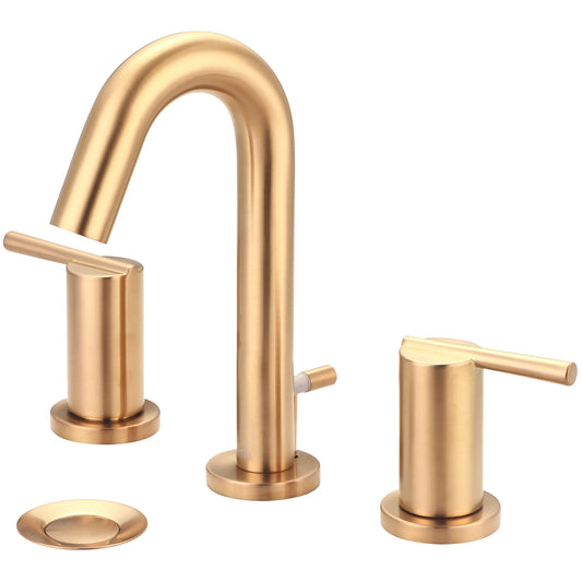 Olympia L-7422-BG LAV-4"-16" TWO LVR HDL W/BRASS POP-UP DRAIN-PVD BG