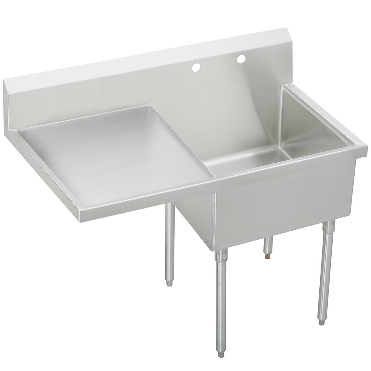 Just Manufacturing NSFB124-24L-0-J Stainless Steel 49-1/2" x 27-1/2" x 14" Floor Mount Single 0-Hole Scullery Sink w/L Drainboard Coved Corners