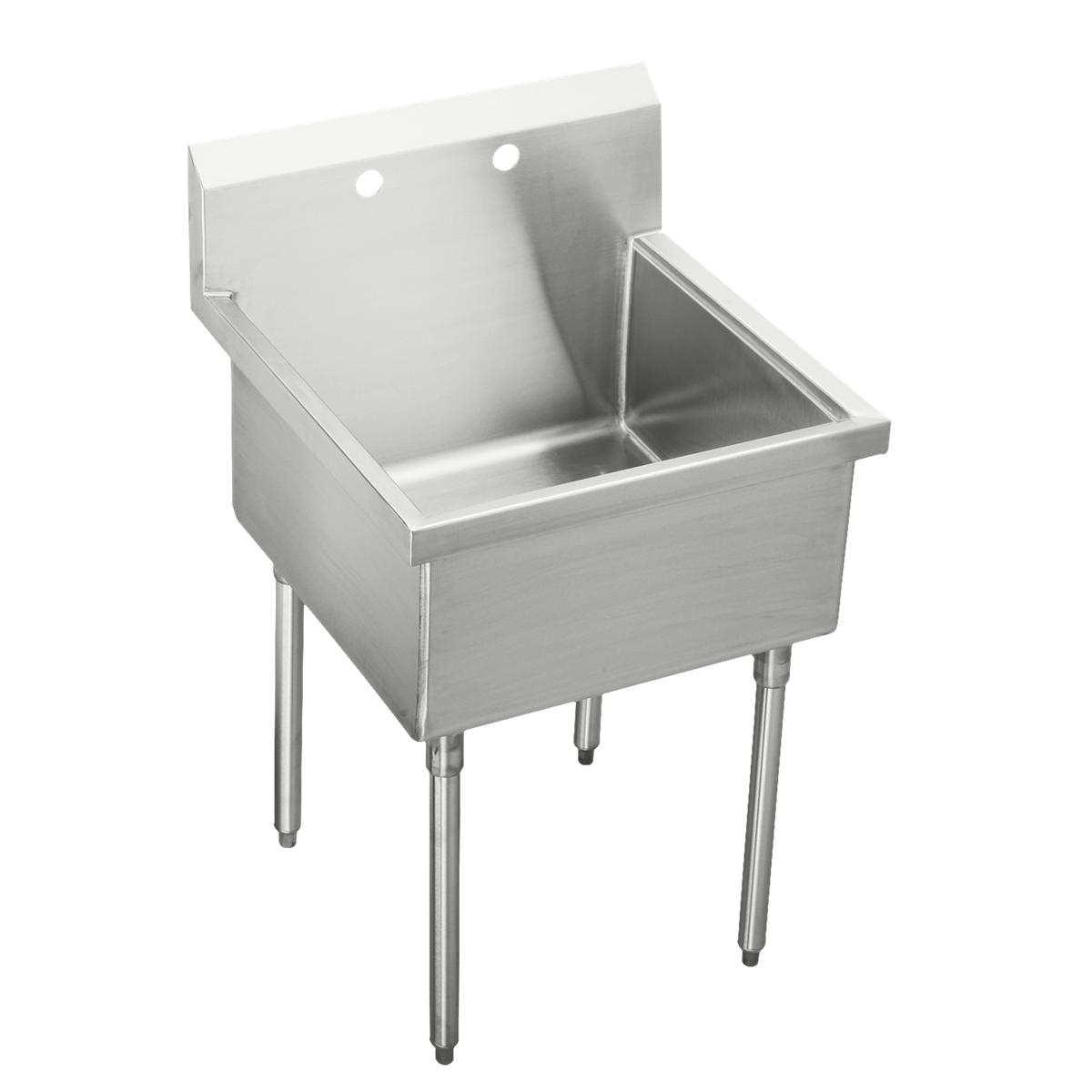 Just Manufacturing NSFB130-2-J Stainless Steel 33" x 27-1/2" x 14" Floor Mount Single 2-Hole Scullery Sink w/coved corners