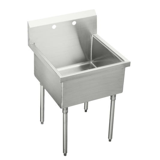 Just Manufacturing NSFB130-2-J Stainless Steel 33" x 27-1/2" x 14" Floor Mount Single 2-Hole Scullery Sink w/coved corners