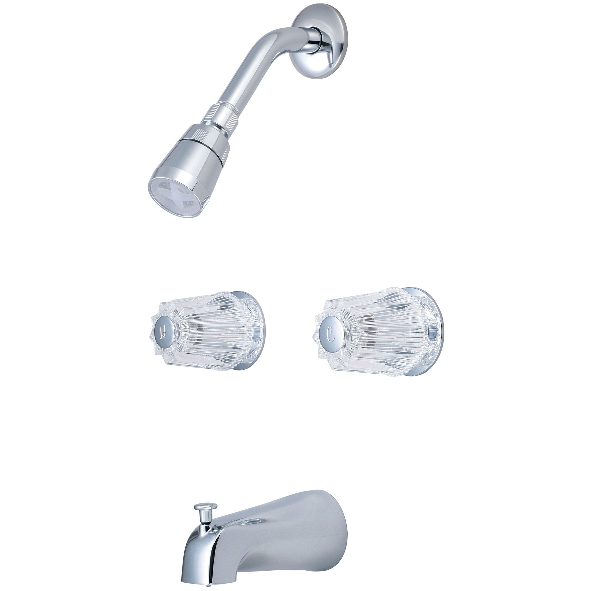 Olympia P-1220 TUB & SHWR SET-8" TWO ACRYLIC ROUND HDL 1/2" IPS DVR TUB SPT SINGLE FUNC SHWR-CP