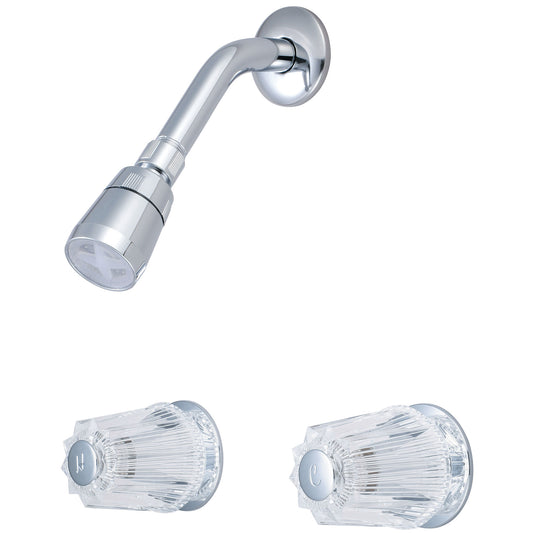 Olympia P-1222 SHOWER SET-8" TWO ACRYLIC ROUND HDL SINGLE FUNC SHWR-CP