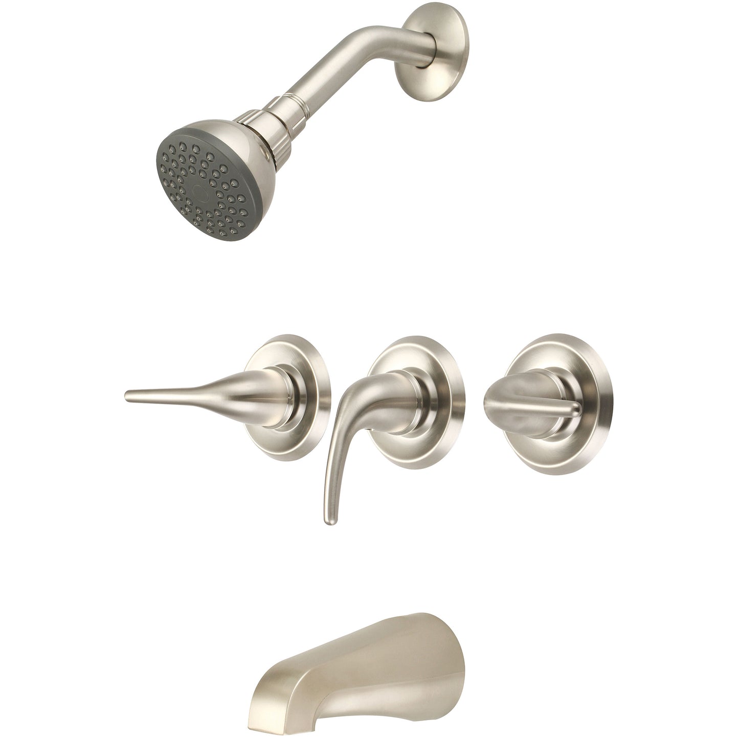 Olympia P-3250-BN TUB & SHWR SET-8" THREE LVR HDL 1/2" IPS TUB SPT SINGLE FUNC SHWR-PVD BN