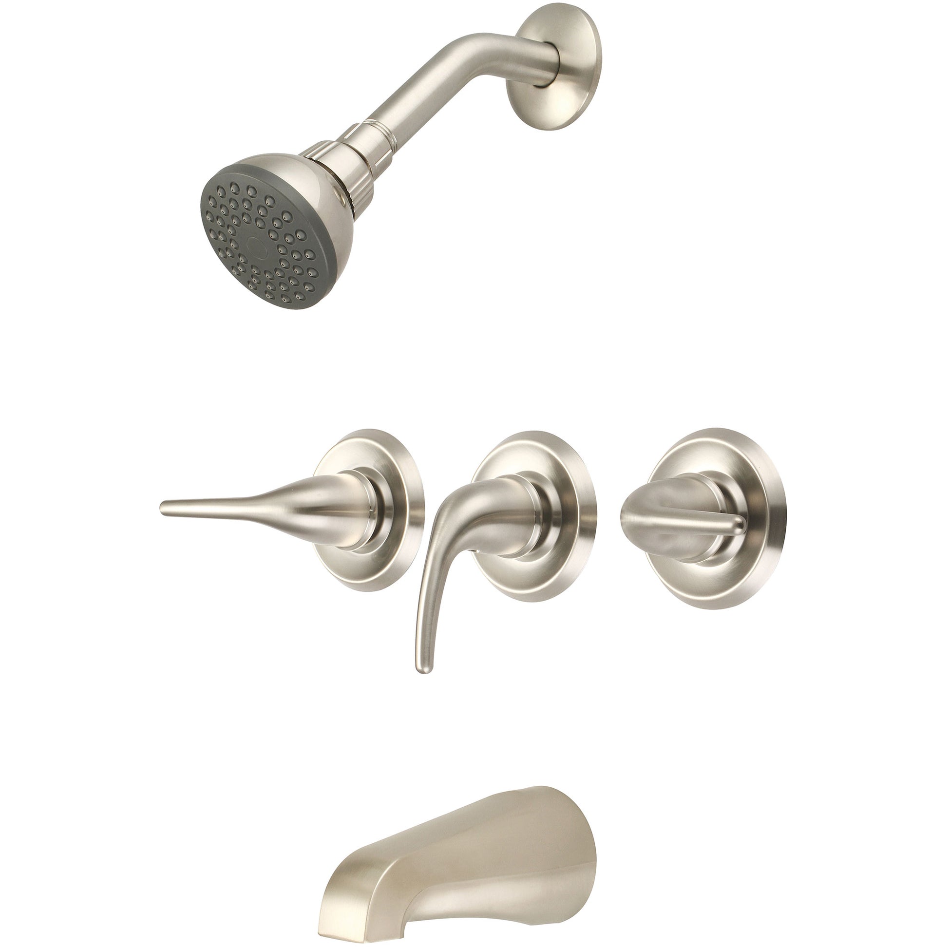 Olympia P-3250-BN TUB & SHWR SET-8" THREE LVR HDL 1/2" IPS TUB SPT SINGLE FUNC SHWR-PVD BN