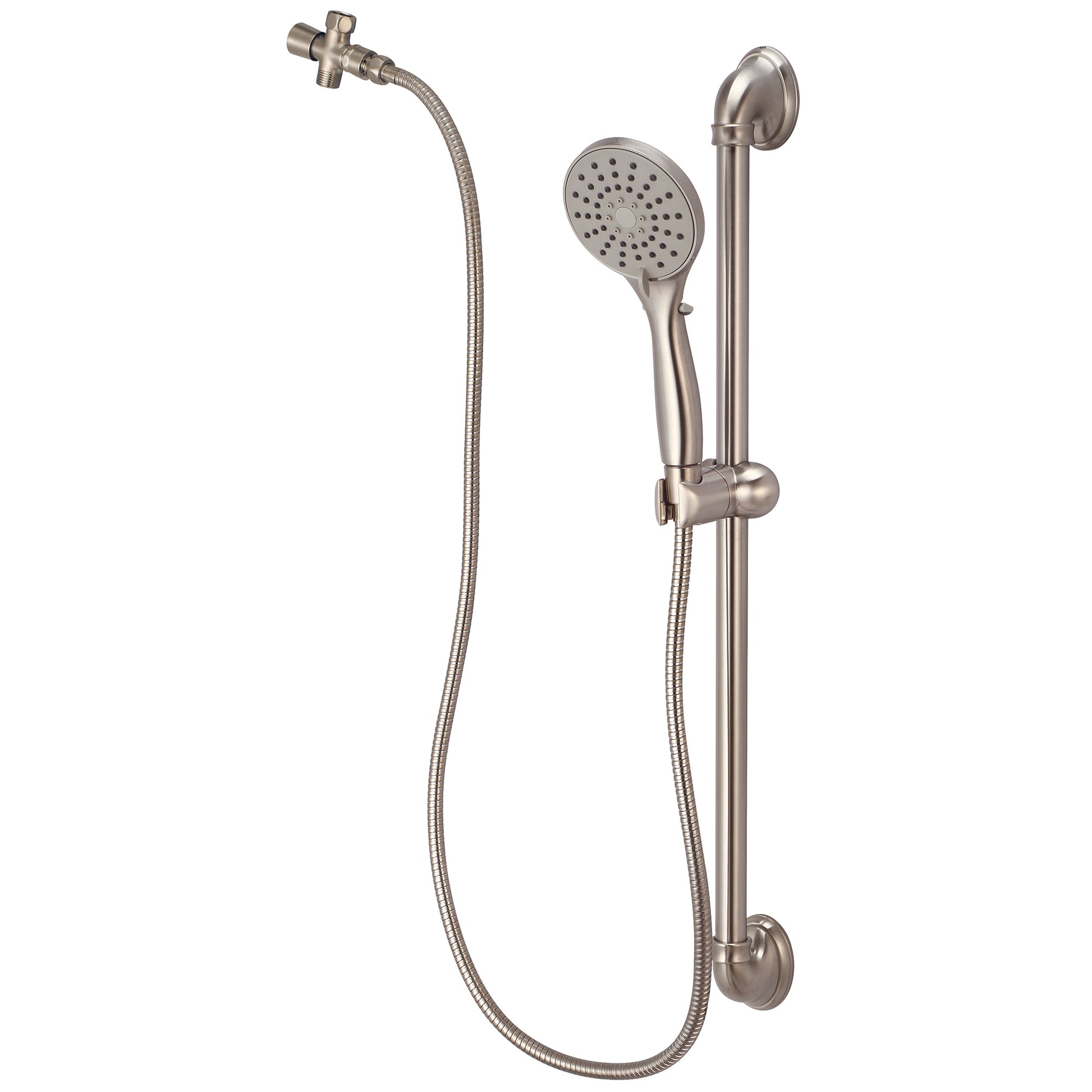 Olympia P-4420-BN HANDHELD SHWR-SLIDE BAR HANDHELD SHWR SHOWERARM 2-WAY DVR-PVD BN