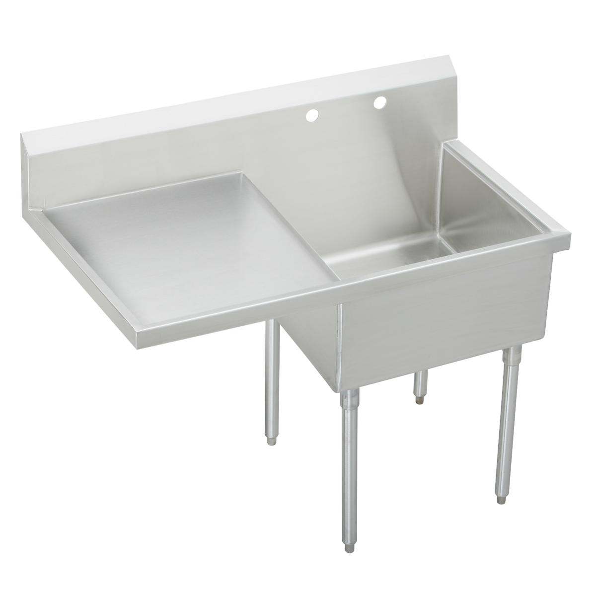 Just Manufacturing SB124-24L-2-J Stainless Steel 49-1/2" x 27-1/2" x 14" Floor Mount Single Compartment 2-Hole Scullery Sink w/Left Drainboard