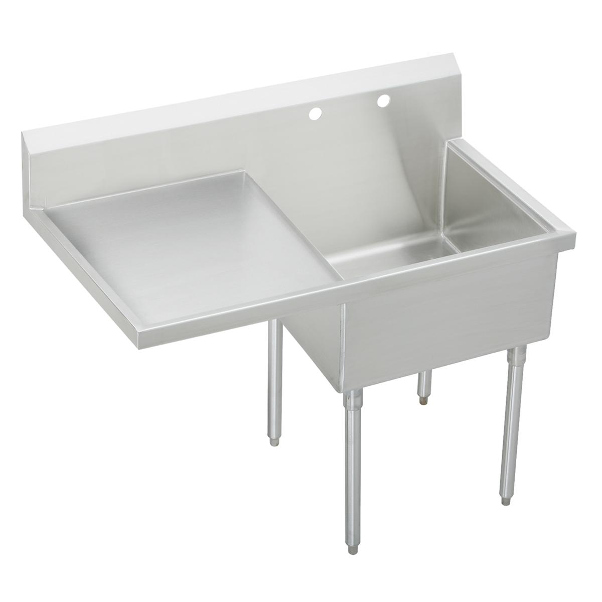 Just Manufacturing SB130-24L-1-J Stainless Steel 55-1/2" x 27-1/2" x 14" Floor Mount Single Compartment 1-Hole Scullery Sink w/Left Drainboard