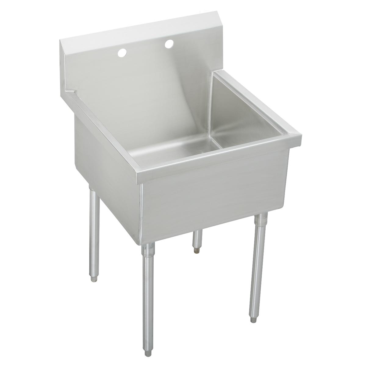 Just Manufacturing SB130-2-J Stainless Steel 33" x 27-1/2" x 14" Floor Mount Single Compartment 2-Hole Scullery Sink