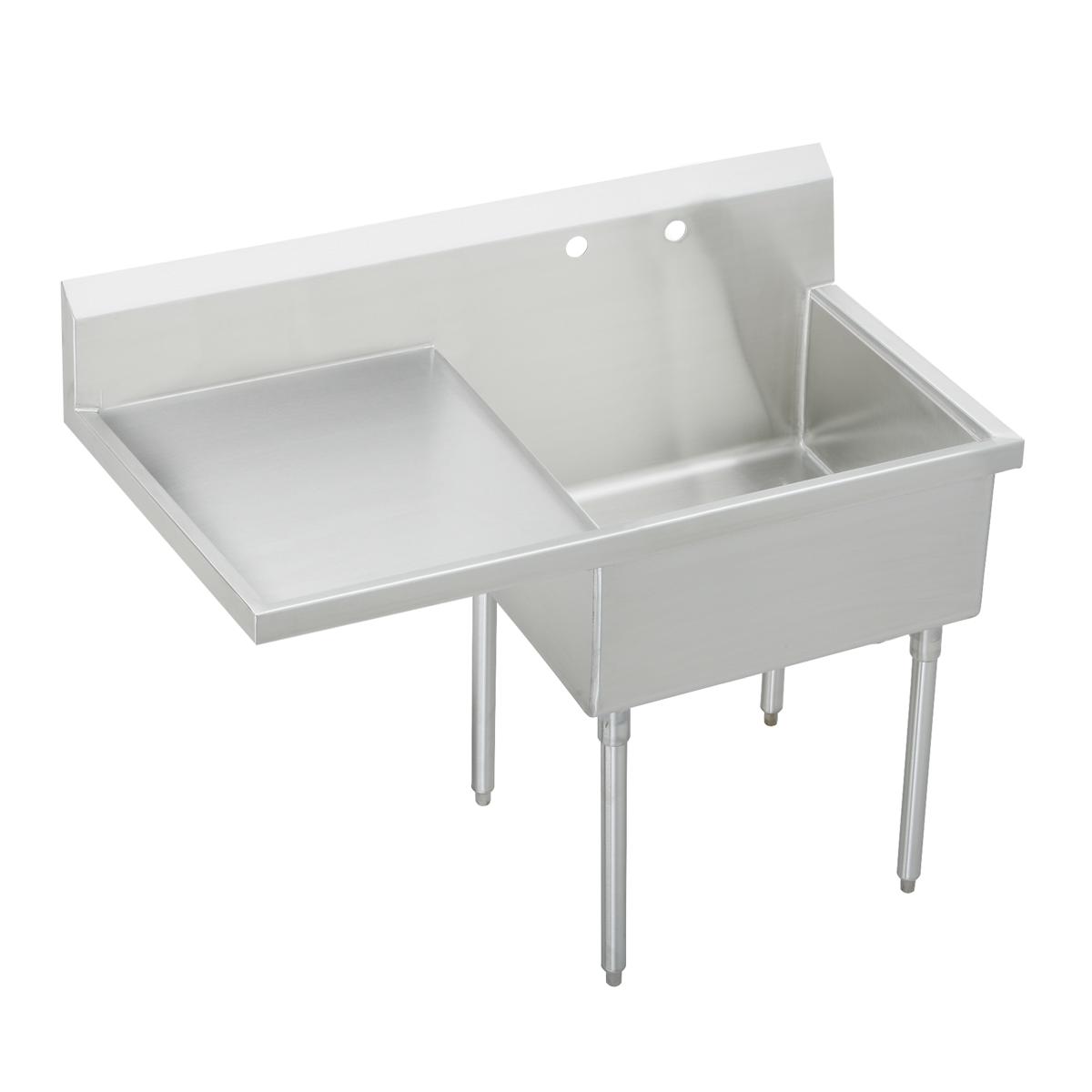 Just Manufacturing SB136-24L-2-J Stainless Steel 61-1/2" x 27-1/2" x 14" Floor Mount Single Compartment 2-Hole Scullery Sink w/Left Drainboard
