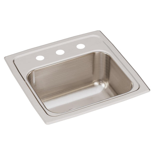 Just Manufacturing SBL1515ACS3-J Stainless Steel 15" x 15" x 7-1/8" CS3-Hole Single Bowl Drop-in Prep Sink with 2" Drain