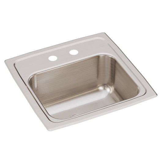 Just Manufacturing SL1515A2-J Stainless Steel 15" x 15" x 7-1/8" 2-Hole Single Bowl Drop-in Prep Sink with 3-1/2" Drain