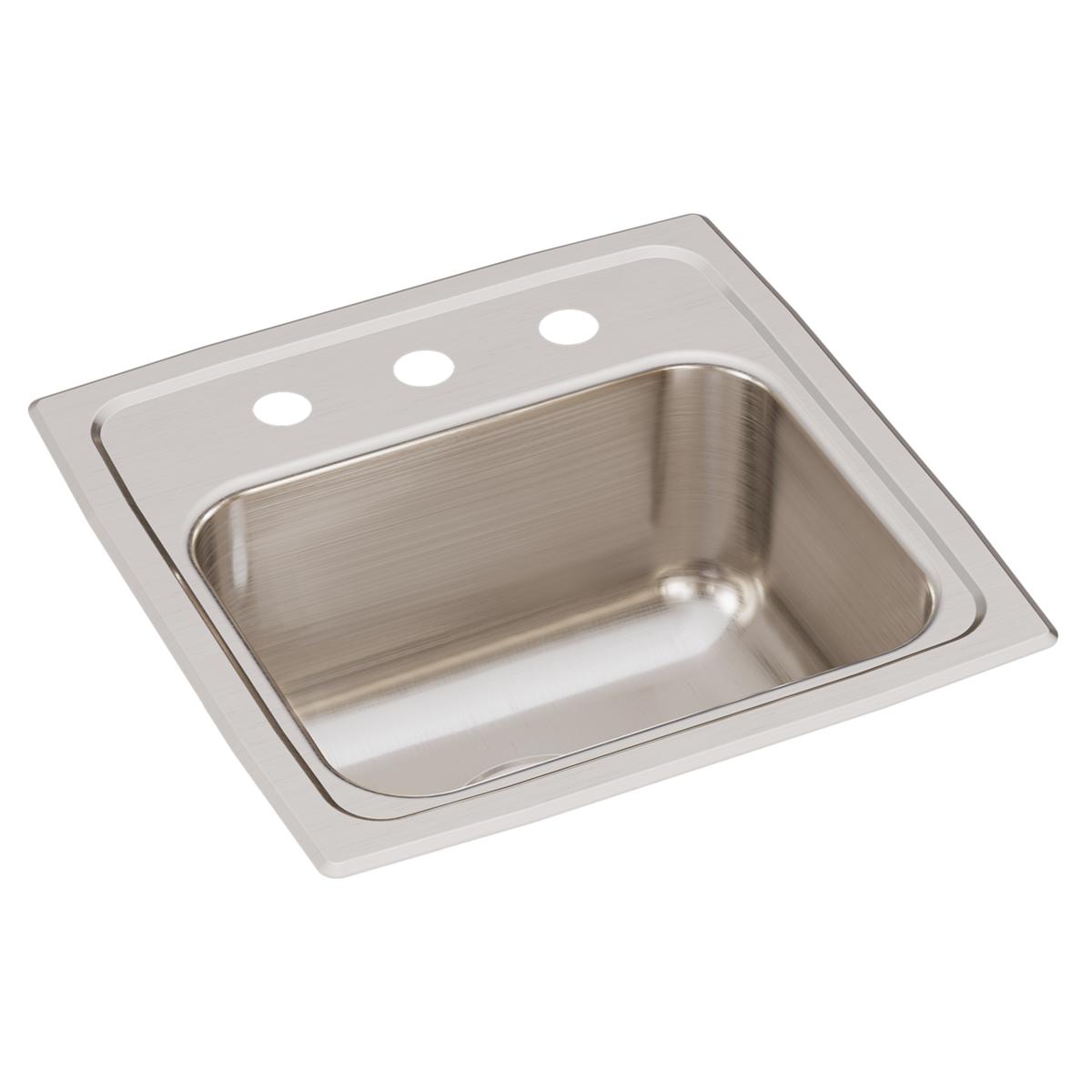 Just Manufacturing SL1515A3-J Stainless Steel 15" x 15" x 7-1/8" 3-Hole Single Bowl Drop-in Prep Sink with 3-1/2" Drain