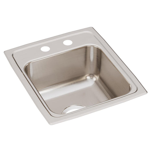 Just Manufacturing SL1815A1MR2-J Stainless Steel 15" x 17-1/2" x 7-5/8" MR2-Hole Single Bowl Drop-in Prep Sink