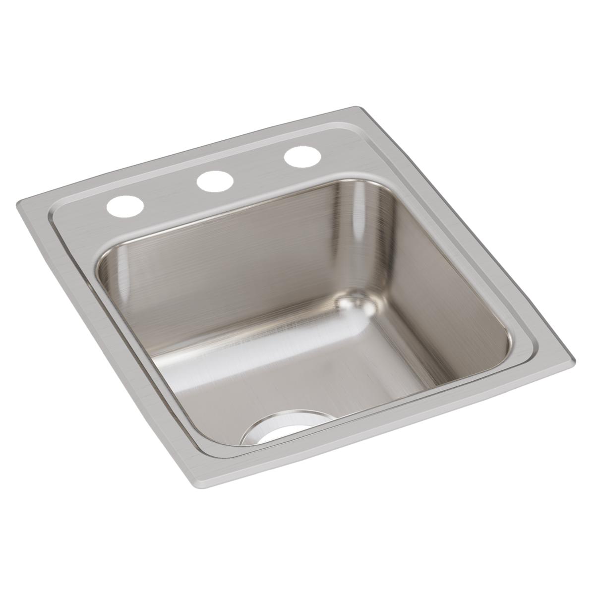 Just Manufacturing SL1815ACS3-J Stainless Steel 15" x 17-1/2" x 7-5/8" CS3-Hole Single Bowl Drop-in Prep Sink