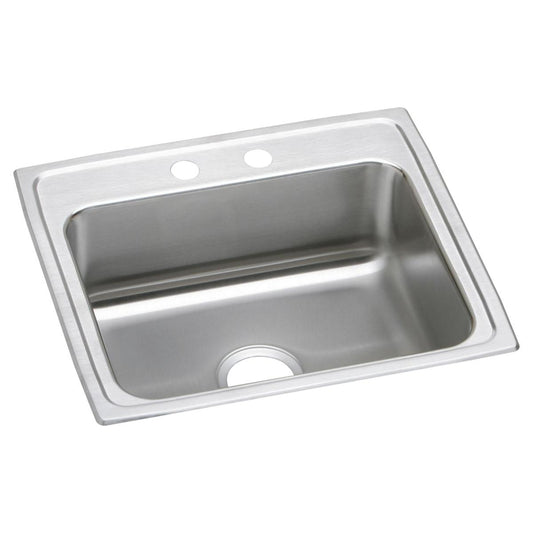 Just Manufacturing SL1921A1MR2-J Stainless Steel 22" x 19-1/2" x 7-5/8" MR2-Hole Single Bowl Drop-in Sink