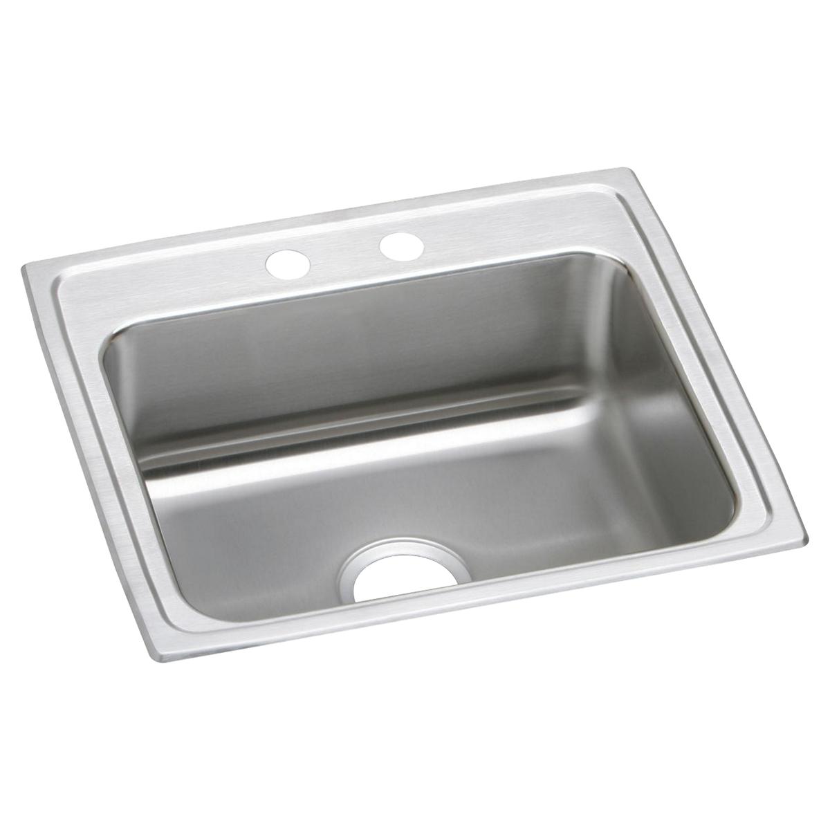 Just Manufacturing SL1921A2-J Stainless Steel 22" x 19-1/2" x 7-5/8" 2-Hole Single Bowl Drop-in Sink