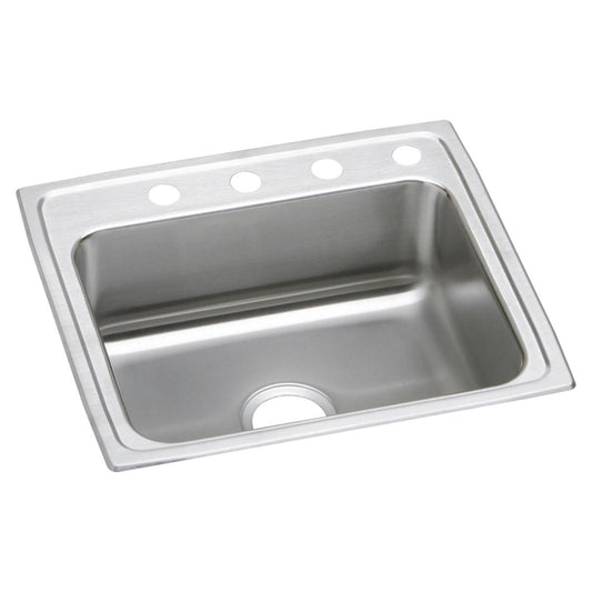 Just Manufacturing SL1921A4-J Stainless Steel 22" x 19-1/2" x 7-5/8" 4-Hole Single Bowl Drop-in Sink