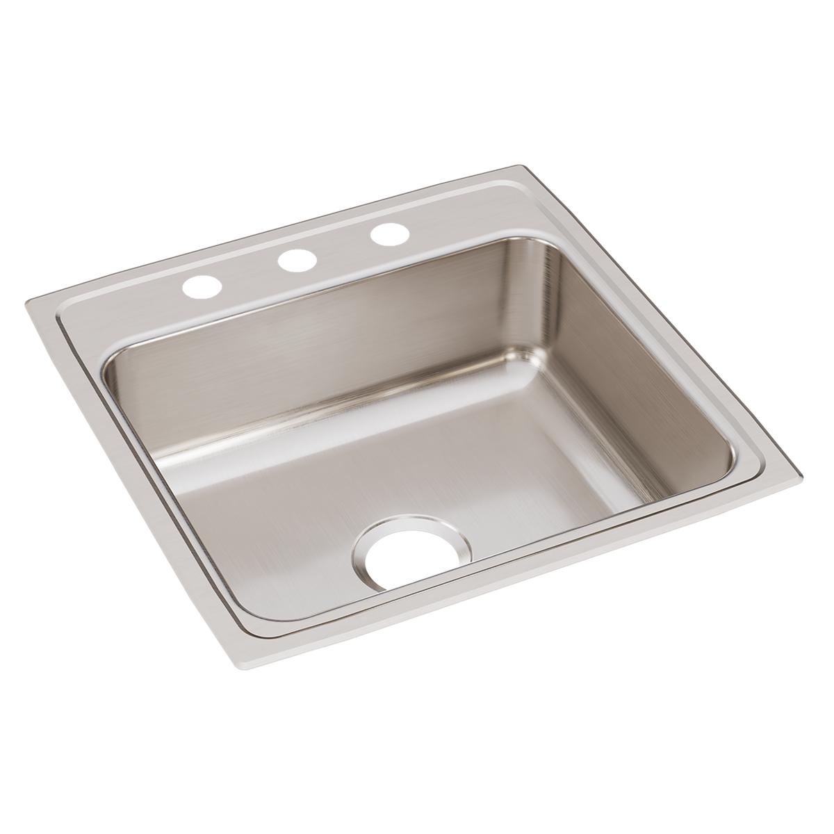Just Manufacturing SL2122A1-J SS 22" x 22" x 7-5/8" 1-Hole Single Bowl Drop-in Sink