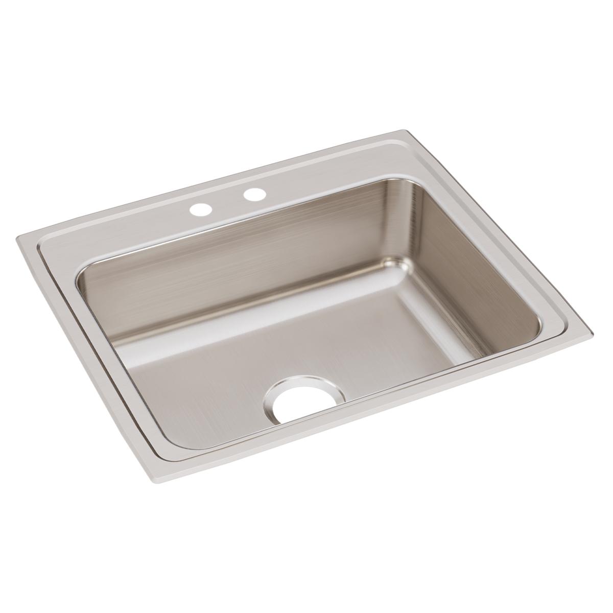 Just Manufacturing SL2125A2-J Stainless Steel 25" x 21-1/4" x 7-7/8" 2-Hole Single Bowl Drop-in Sink