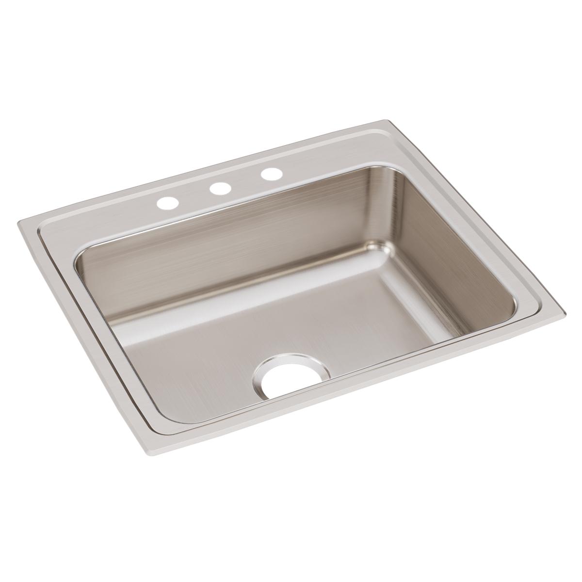 Just Manufacturing SL2125A3-J Stainless Steel 25" x 21-1/4" x 7-7/8" 3-Hole Single Bowl Drop-in Sink