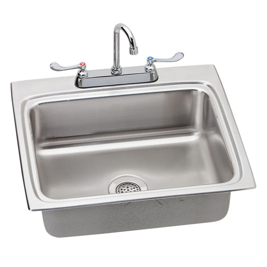 Just Manufacturing SL2225A4-J Stainless Steel 25" x 22" x 8-1/8" 4-Hole Single Bowl Drop-in Sink