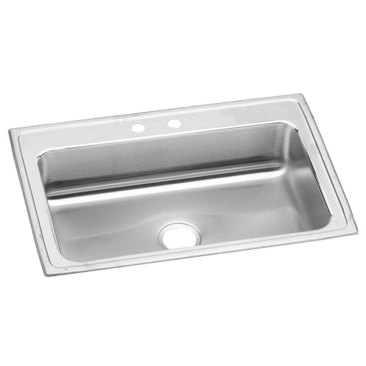 Just Manufacturing SL2233A2-J Stainless Steel 33" x 22" x 7-5/8" 2-Hole Single Bowl Drop-in Sink