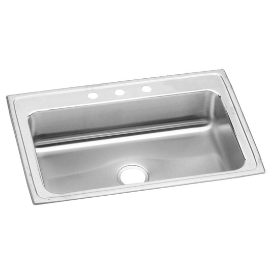 Just Manufacturing SL2233A3-J Stainless Steel 33" x 22" x 7-5/8" 3-Hole Single Bowl Drop-in Sink