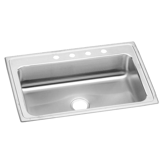 Just Manufacturing SL2233A4-J Stainless Steel 33" x 22" x 7-5/8" 4-Hole Single Bowl Drop-in Sink
