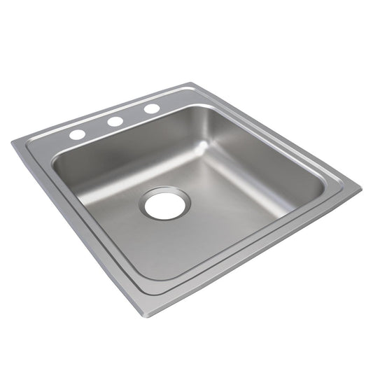 Just Manufacturing SLADA2219A653-J Stainless Steel 19-1/2" x 22" x 6-1/2" 3-Hole Single Bowl Drop-in ADA Sink