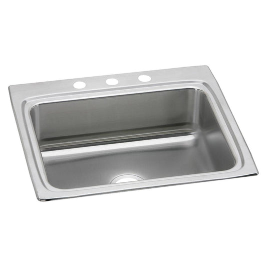 Just Manufacturing SLF2225AR3-J Stainless Steel 25" x 22" x 8-1/8" 3-Hole Single Bowl Drop-in Sink w/Overflow