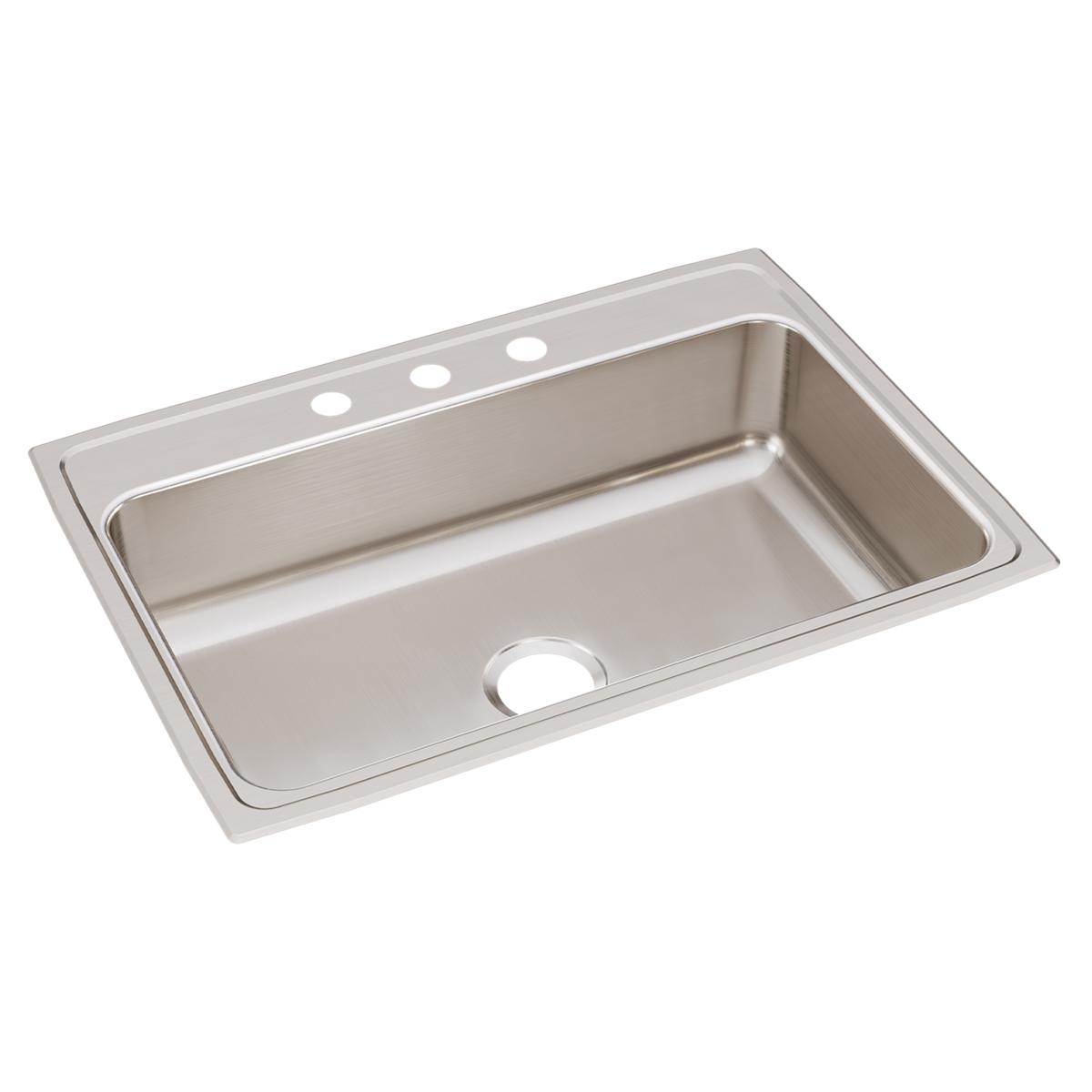 Just Manufacturing SLF2231AR3-J Stainless Steel 31" x 22" x 7-5/8" 3-Hole Single Bowl Drop-in Sink w/Overflow