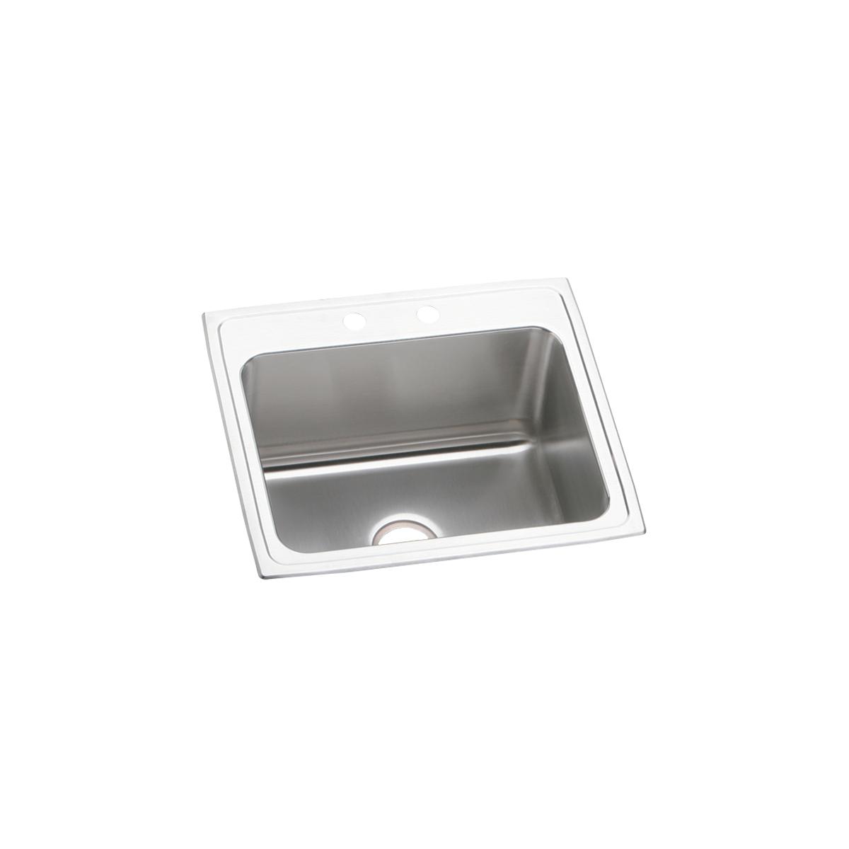 Just Manufacturing SLX2125A2-J Stainless Steel 25" x 21-1/4" x 10-1/8" 2-Hole Single Bowl Drop-in Sink