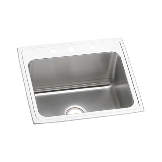 Just Manufacturing SLX2125A3-J Stainless Steel 25" x 21-1/4" x 10-1/8" 3-Hole Single Bowl Drop-in Sink