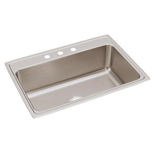Just Manufacturing SLX2133A3-J Stainless Steel 31" x 22" x 10-1/8" 3-Hole Single Bowl Drop-in Sink