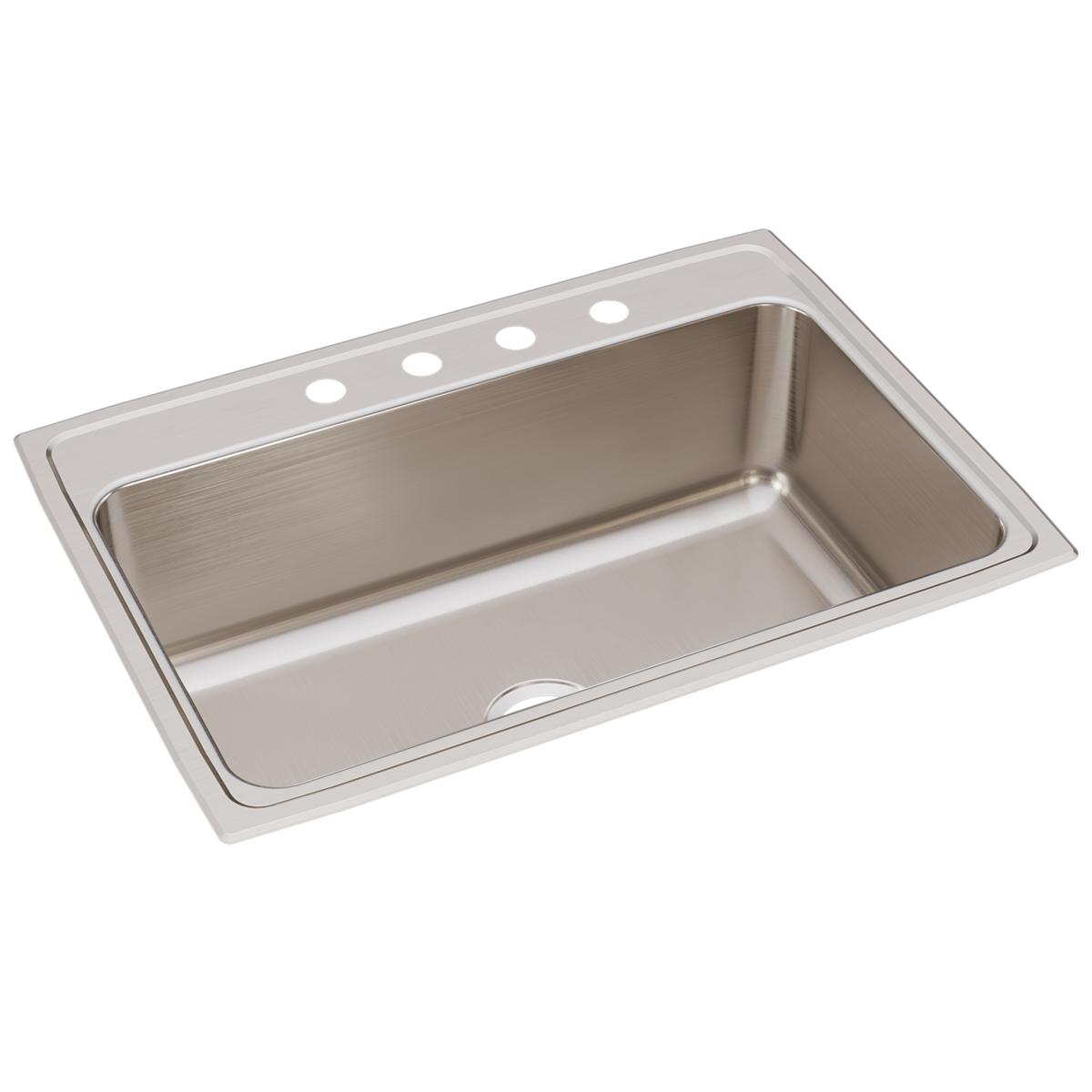 Just Manufacturing SLX2133A4-J Stainless Steel 31" x 22" x 10-1/8" 4-Hole Single Bowl Drop-in Sink