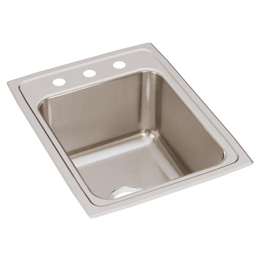 Just Manufacturing SLX2217A3-J Stainless Steel 17" x 22" x 10-1/8" 3-Hole Single Bowl Drop-in Sink