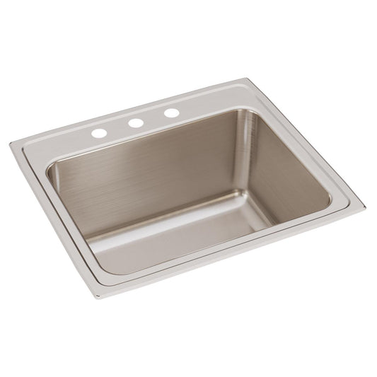 Just Manufacturing SLXD2225A3-J Stainless Steel 25" x 22" x 12-1/8" 3-Hole Single Bowl Drop-in Sink